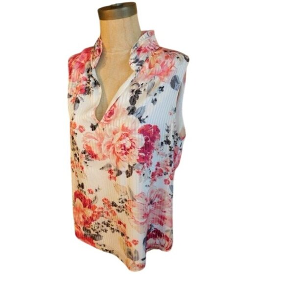 White House Black Market WHBM Size 14 Floral Lined Blouse Top - Picture 2 of 2